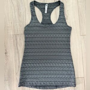90 Degree By Reflex Women's Racerback Tank Top - Black & Gray Stripes